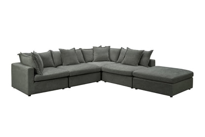Carolina Feather Corner Modular Plus Ottoman Lounge -Pewter