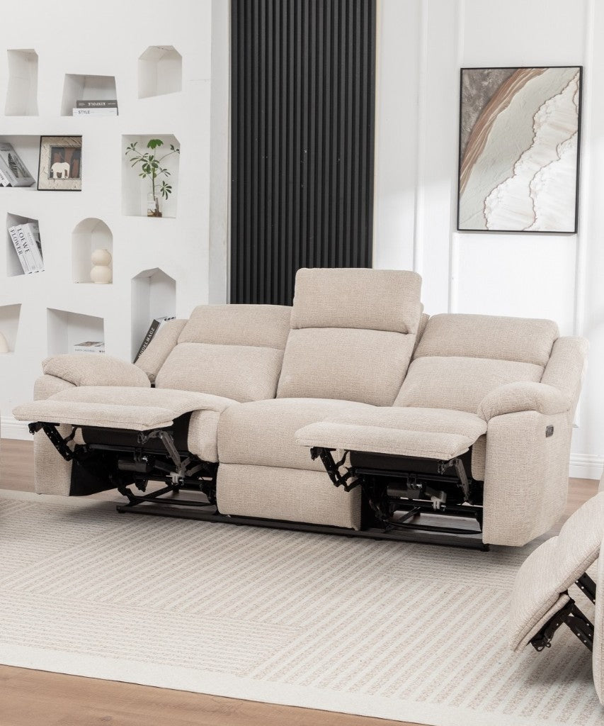 Dream Sofa 3ERER With Drop Down Tray-Beige