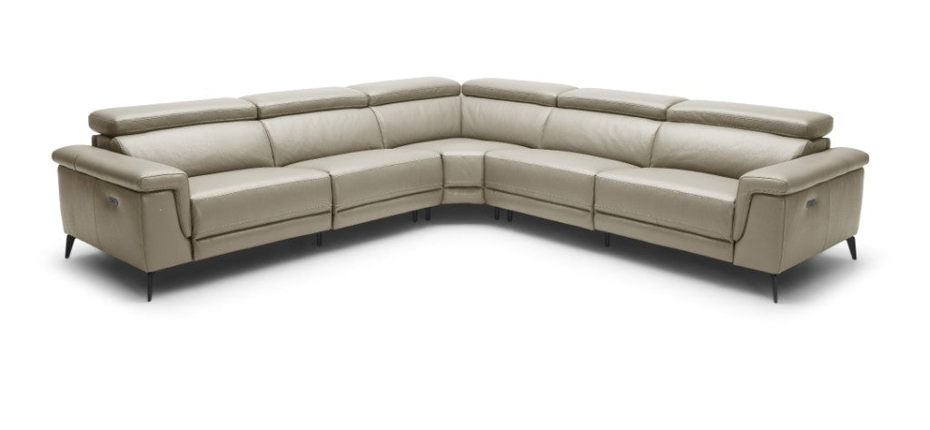 Harper Corner Modular Electric Recliner Leather Lounge -Silver