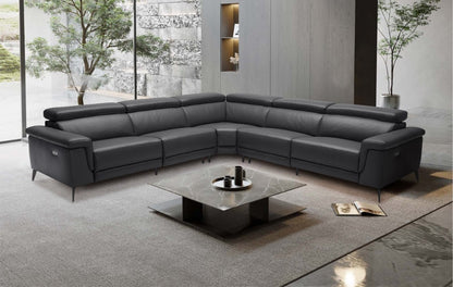 Harper Corner Modular Electric Recliner Leather Lounge- Black