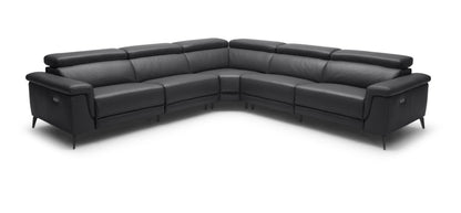 Harper Corner Modular Electric Recliner Leather Lounge- Black