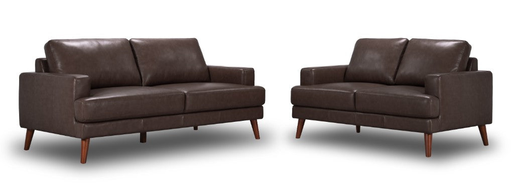 Mia Cowhide Leather 3S+2S Sofa Set-Chocolate