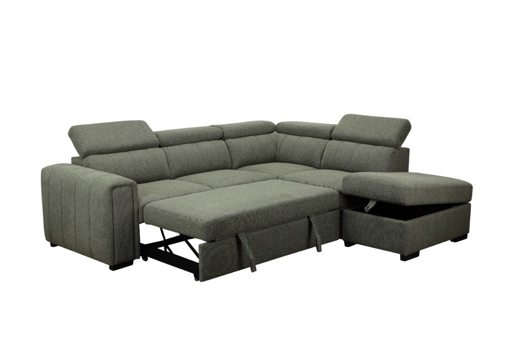 Odelia Fabric 2S W/Sofa Bed RHF Chaise & Ottoman -Green