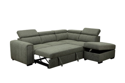 Odelia Fabric 2S W/Sofa Bed RHF Chaise & Ottoman -Green
