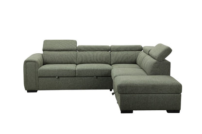 Odelia Fabric 2S W/Sofa Bed RHF Chaise & Ottoman -Green