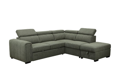 Odelia Fabric 2S W/Sofa Bed RHF Chaise & Ottoman -Green