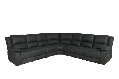 Captain 7 Seater Corner Modular Rhino Suede Electric Recliner Lounge Jet