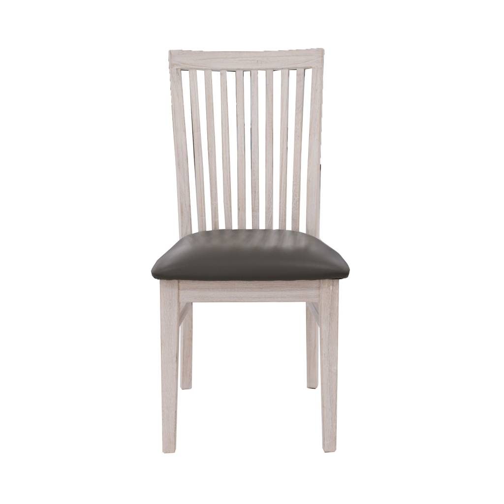 Florida Dining Chair Grey PU Seat -Brushed White