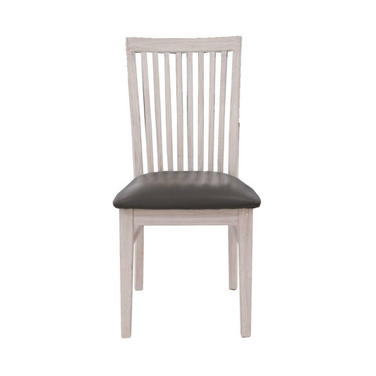 Florida Dining Chair Grey PU Seat -Brushed White