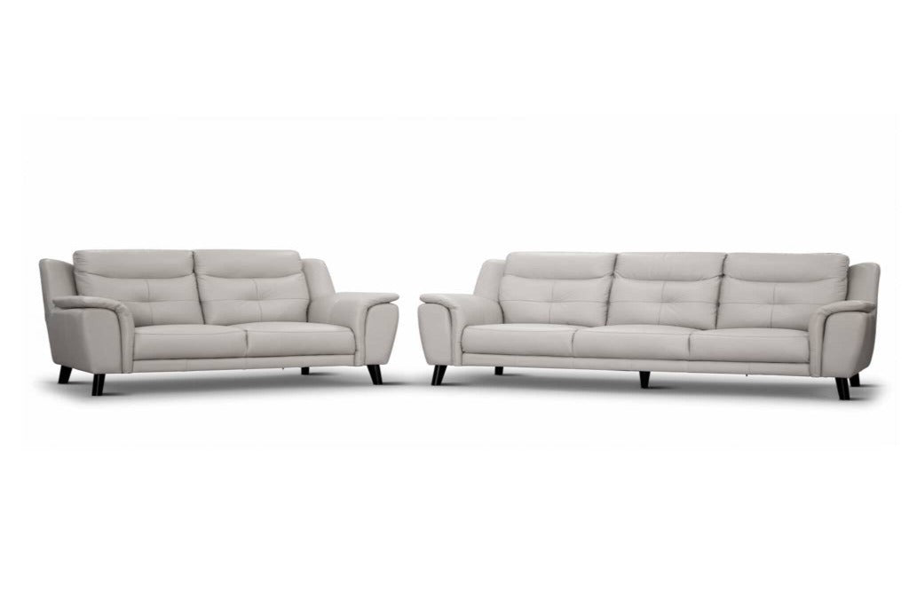 Georgia 3 Seater Leather Sofa Silver