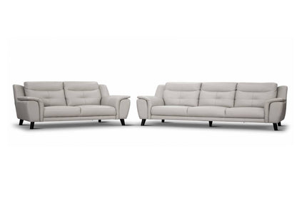 Georgia 3 Seater Leather Sofa Silver