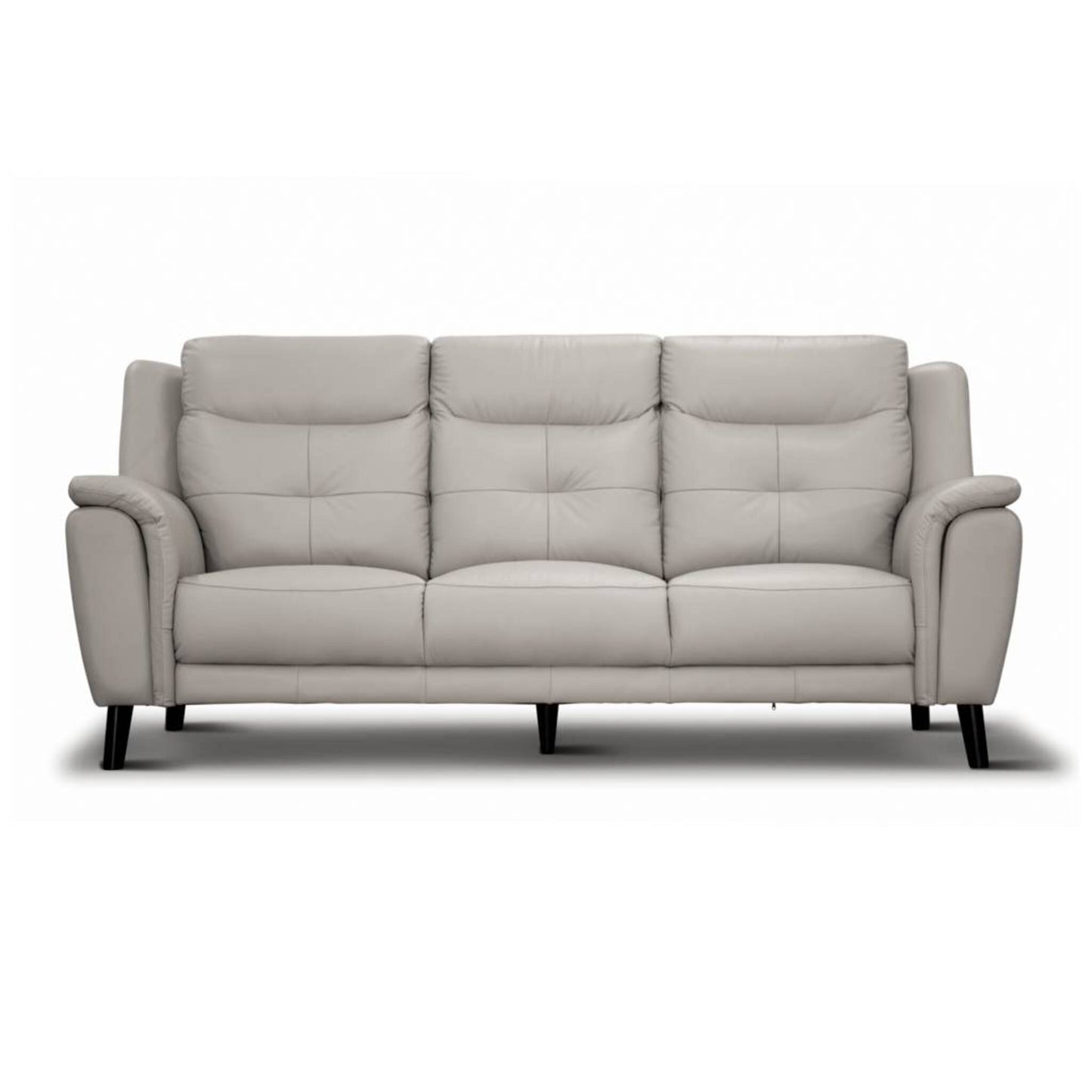 Georgia 3 Seater Leather Sofa Silver