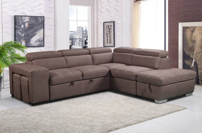 Positano Rhino Fabric SofaBed RHF Chaise Ottoman  -Mushroom ( BROWN)