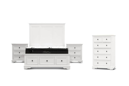 Sala 3 Storage Drawer Wooden Queen Bed- White